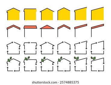 Simple illustrations set of house-shaped frames.