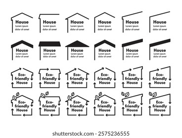 Simple illustrations set of house-shaped frames.