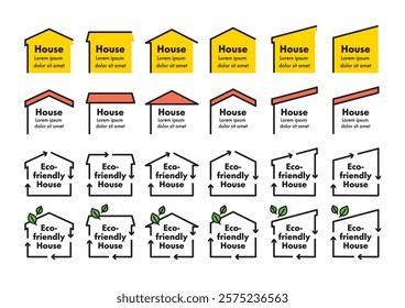 Simple illustrations set of house-shaped frames.