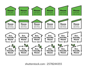 Simple illustrations set of house-shaped frames.