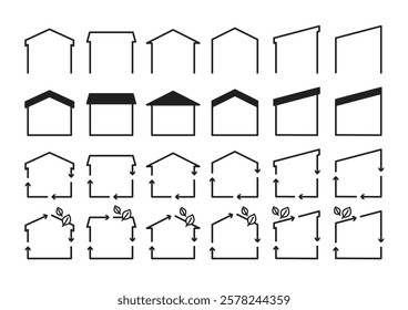 Simple illustrations set of house-shaped frames.