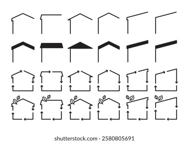 Simple illustrations set of house-shaped frames.