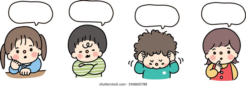 Simple illustrations of talking children