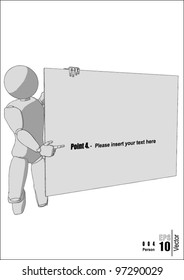 Simple illustrative white person pointing to (Bullet point 4 of 5) on a white board.