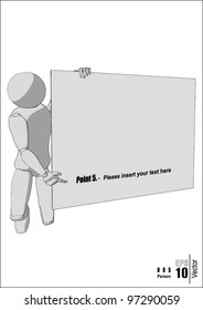 Simple illustrative white person pointing to (Bullet point 5 of 5) on a white board.