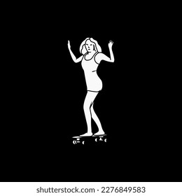 simple illustrative woman skate board