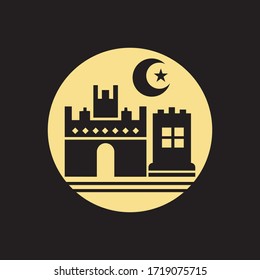 simple ilustration  castle ,Palace icon  editable logo design