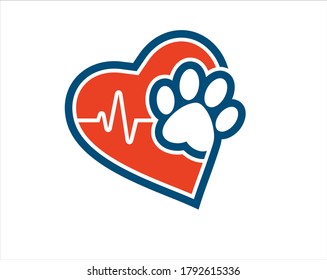 Simple image of animal paw and heartbeat, great for vertinary.