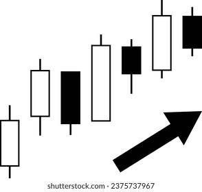 Imagen simple en negro de una gráfica de candelabro ascendente