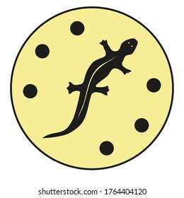 Ein einfaches Bild einer schwarzen Eidechse. Die Zeichnung kann für ein Logo oder ein Symbol verwendet werden.