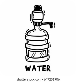 Simple image A bottle of drinking water with a hand pump