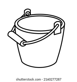 Simple image of a bucket with a handle, black outline icon. Vector illustration.