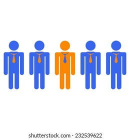 Simple image of business people and one of them different from the rest