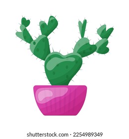 Una simple imagen de un cactus en una maceta de flores, para pegatinas o ilustración en un fondo transparente para cualquier diseño.