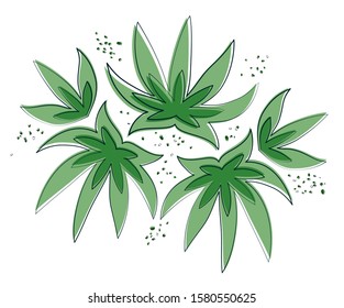 Simple image of cannabis on a light background. Abstract green leaf. Floral ornament. EPS10 vector illustration