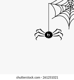 A simple image of a cartoon spider and web.