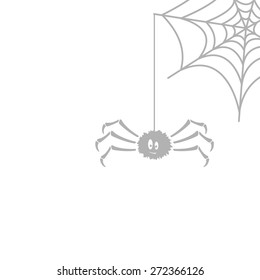 A simple image of a cartoon spider and web.