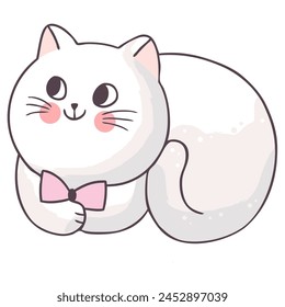simple image of a cat with a bow tie