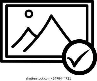 Simple image with checklist line icon. Replaceable vector design.