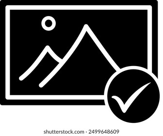 Simple image with checklist line icon. Replaceable vector design.