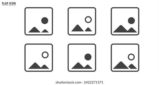 Simple image flat icon set. Simple set of gallery icon vector illustration. Picture vector icon set in transparent background. Gallery, image, picture symbol, photo signs.