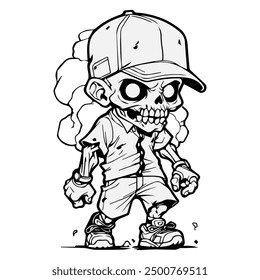 A Simple Image Of A Funny Zombie, A Design For A T-shirt (etc.) For Halloween