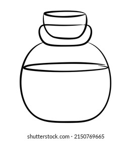 A simple image of a glass jar with a cork stopper.