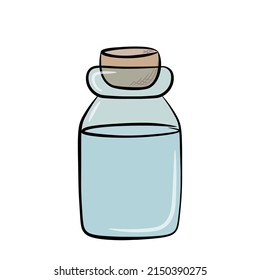 A simple image of a glass jar with a stopper. A colorful image of a blue flask.