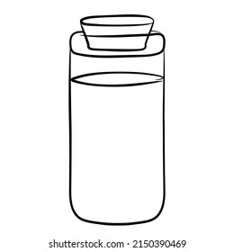 A simple image of a glass jar with a stopper. black outline on a white background.