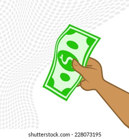 A simple image of a hand that holds the (giving) money.