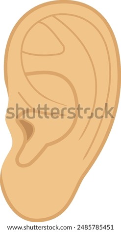 Simple image of a human ear. Vector illustration.