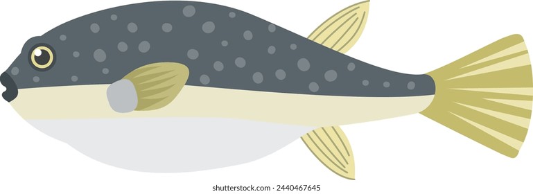 A simple image illustration of a fugu seen from the side