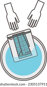 Simple image illustration material of washing hands