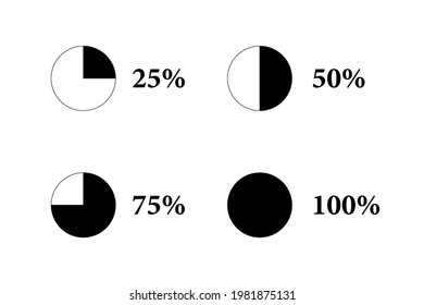 Simple image of percentages. Visual math text, segments of circles. Vector illustration