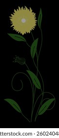 a simple image of a plant with a yellow flower