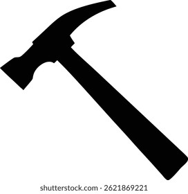 La Imagen simple presenta un martillo negro con un mango robusto, enfatizando el diseño y el propósito de la herramienta. Sugiere construcción, reparación y artesanía.