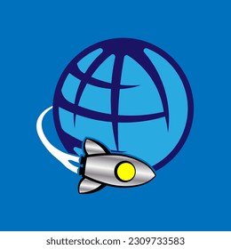 A Simple Image Of A Rocket Taking Off From The Earth