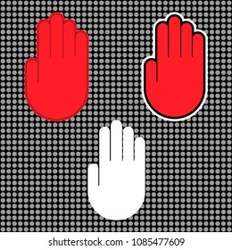 Simple images of a hand palm. Set of the human hand palms
