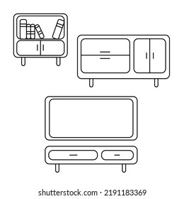 simple images of lines, circles and squares. Room furniture icons