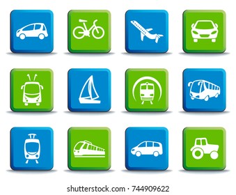 Simple images of types of transport on buttons