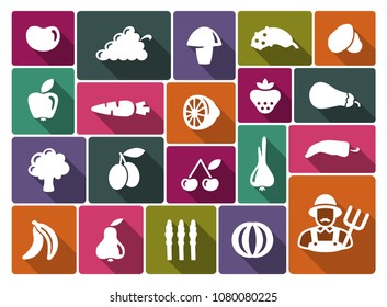 Simple images of vegetables and fruit in retrostyle