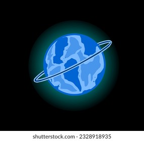 Simple imaginary planet illustration, over black background. Great for designs about astronomy and outer space game