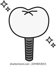Simple implant tooth illustration (black and white)