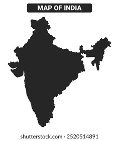 Simple India Black map flat vector illustration