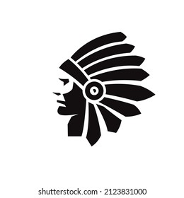 simple Indian chief head silhouette vector illustration