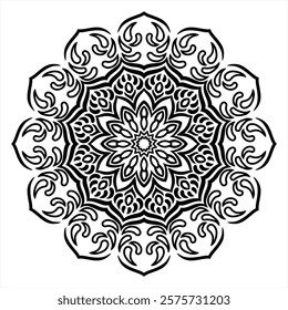 Simple indian mandala design. Vector illustration for coloring page, henna, tattoo