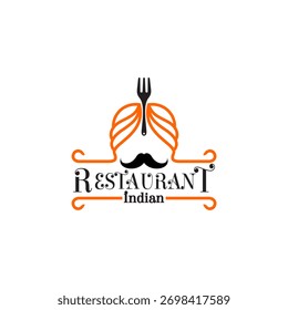 restaurante indiano simples e para elemento, rosto homem logotipo design vetor com estilo plano