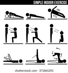 Simple indoor exercises for busy people info graphic icon vector sign symbol pictogram
