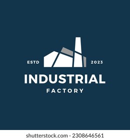 Simple industrial factory logo design vector illustration