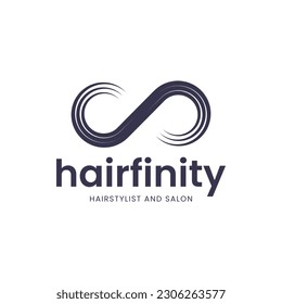 Simple infinity and hair combination logo. It is suitable for hair care logos.